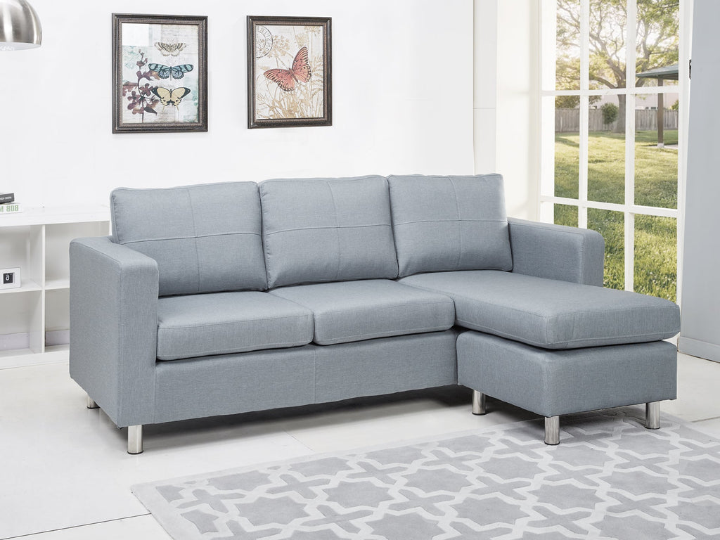 Seattle 3-Seater Fabric Sofa Couch with Chaise - Grey