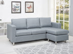 Seattle 3-Seater Fabric Sofa Couch with Chaise - Grey