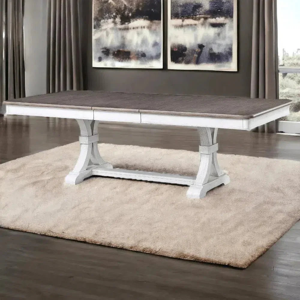 94" Two Tone Extending Trestle Dining Table Sonoma