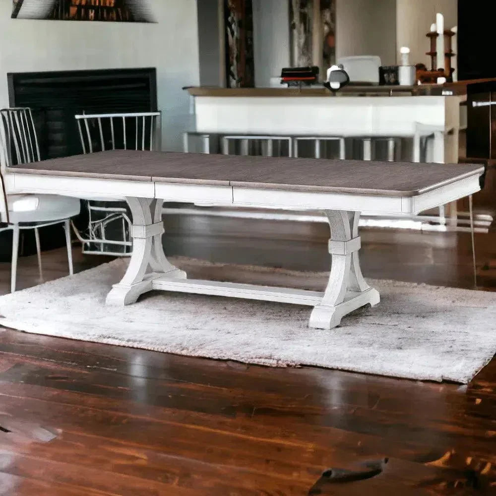 94" Two Tone Extending Trestle Dining Table Sonoma