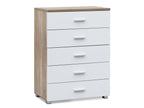 Bram Tallboy 5 Drawer Chest Dresser - Oak + White