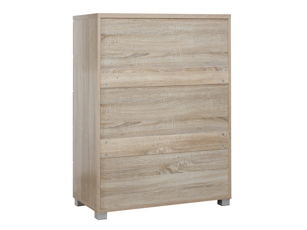 BRAM Tallboy 5 Drawer Chest Dresser - Oak