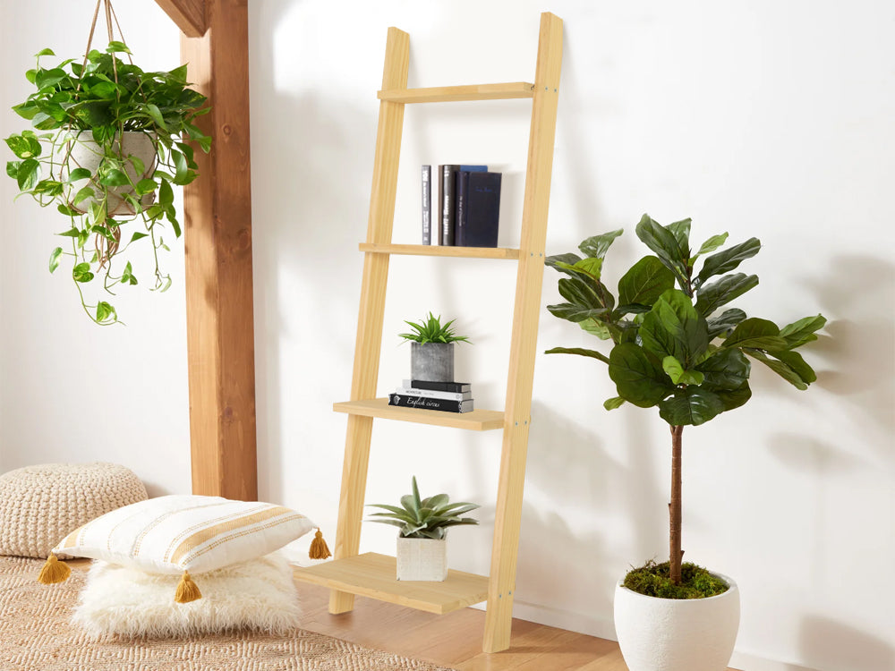 CHILKA 4 Tier Ladder Shelf - Oak
