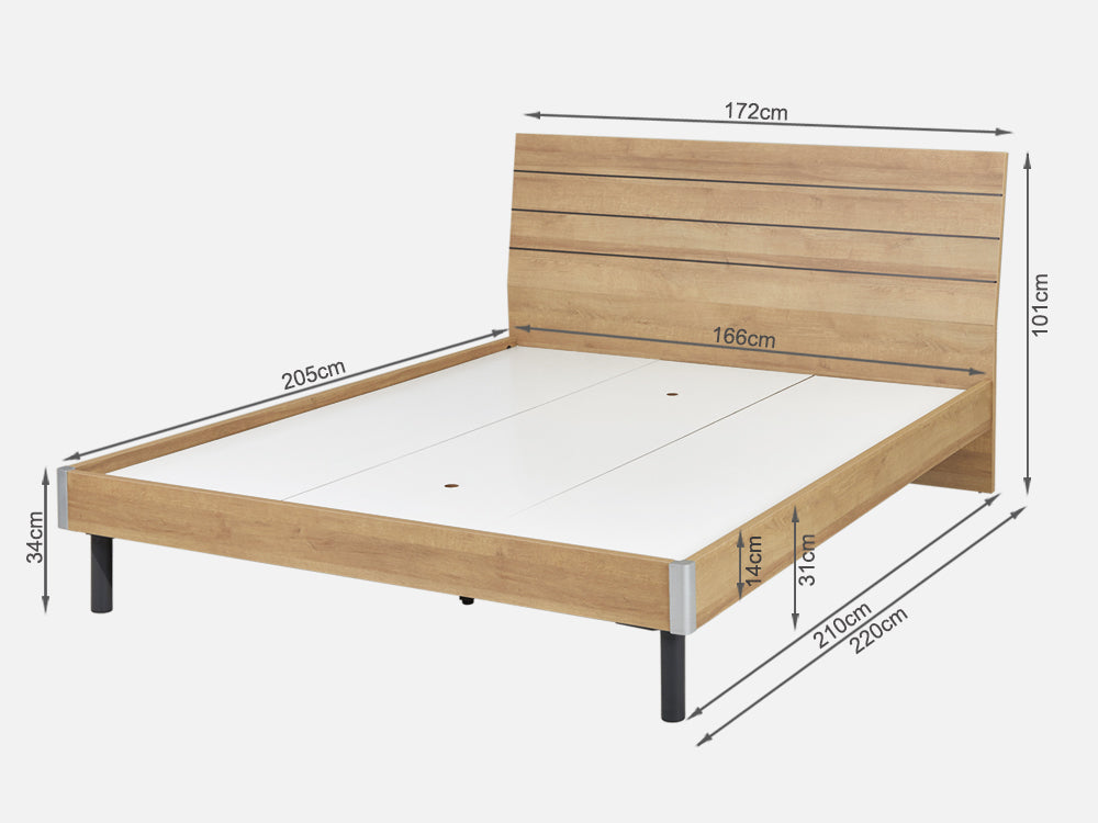 XOAN King Wooden Bed Frame - Oak