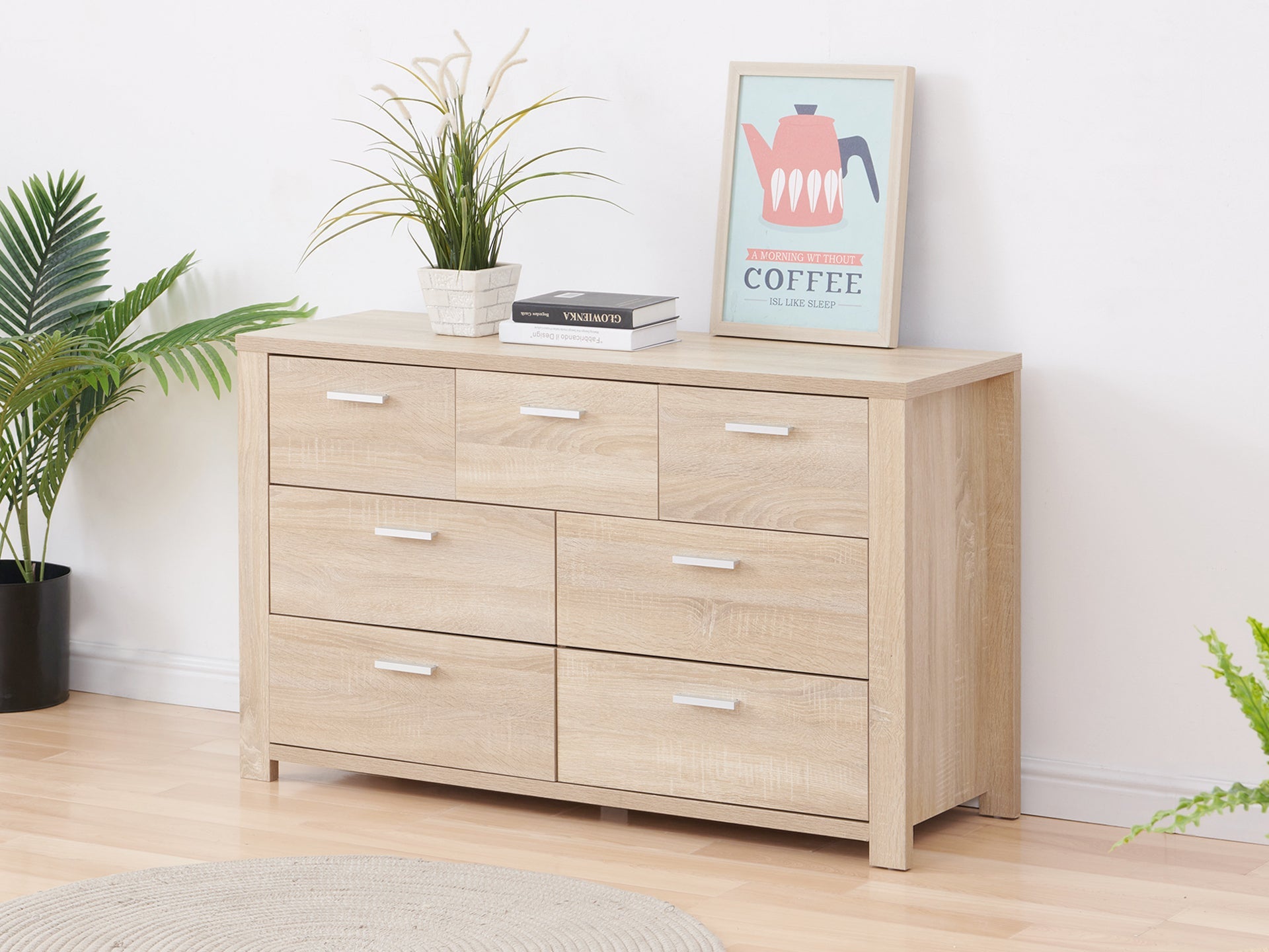 Sagano Low Boy 7 Drawers - Oak