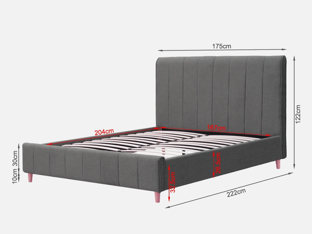 SIERRA King Bed Frame - GREY