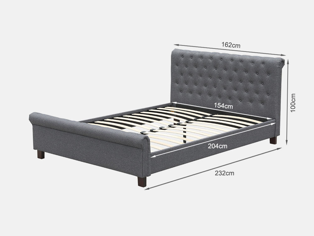 EGMONT Queen Bed Frame - DARK GREY