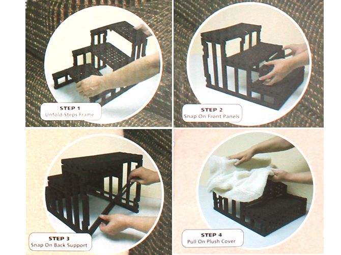 Pet Stairs Soft Plush Steps Ladder - CREAM