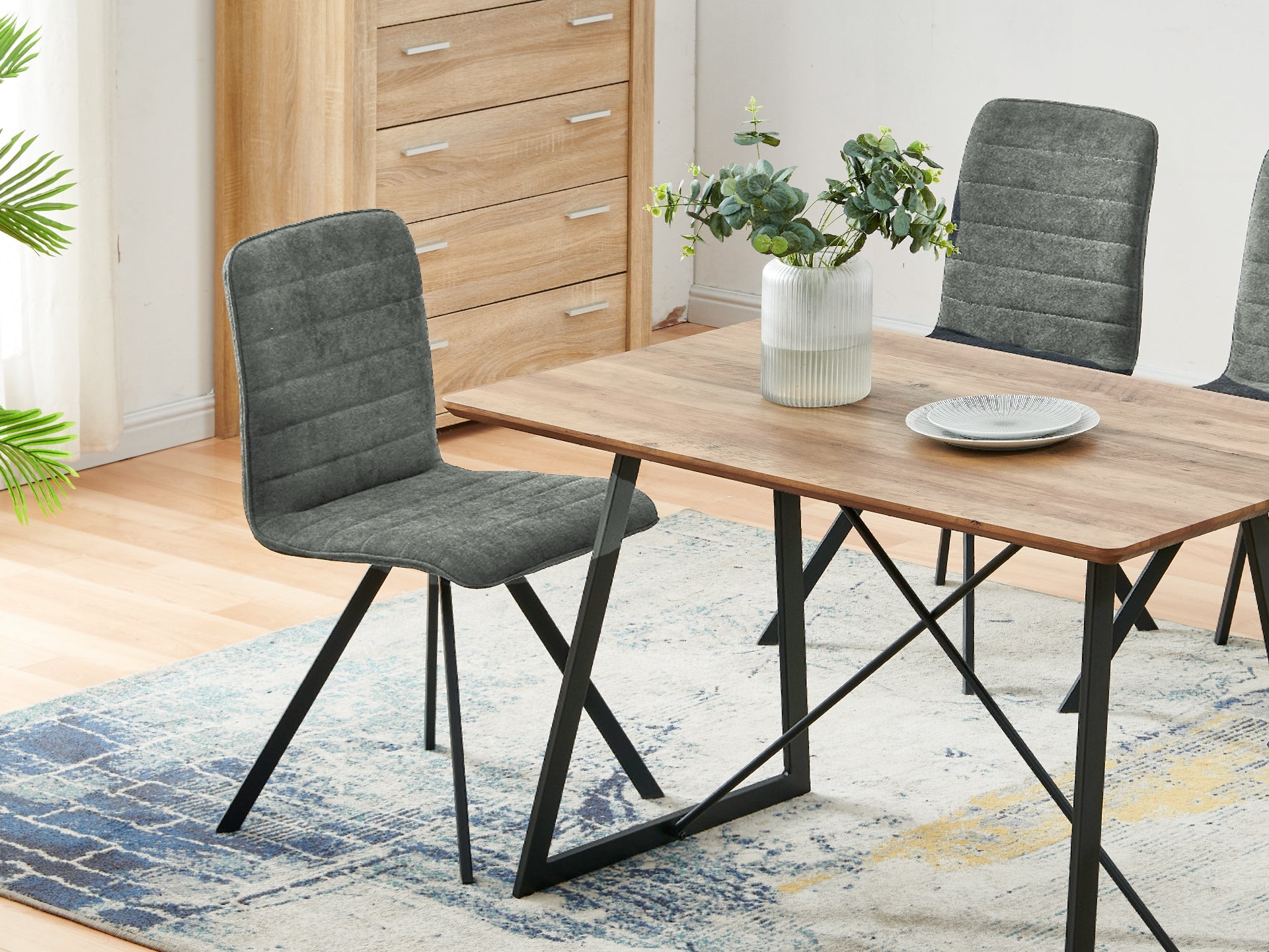 NOELLE 4PCS Upholstered Dining Chair - LIGHT GREY