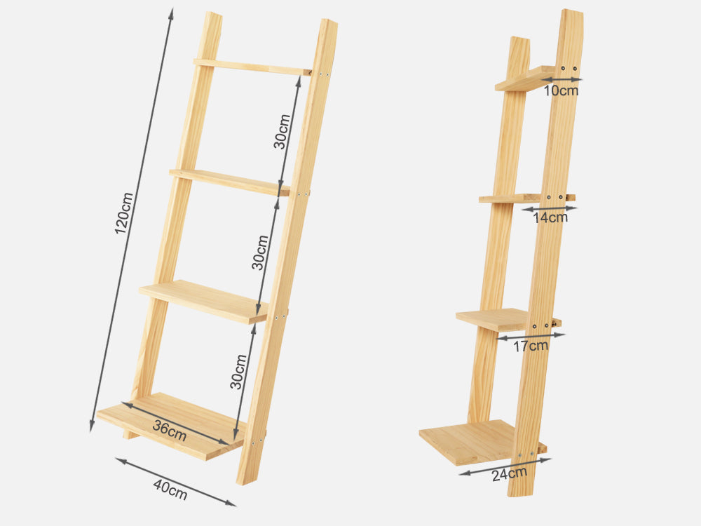 CHILKA 4 Tier Ladder Shelf - Oak