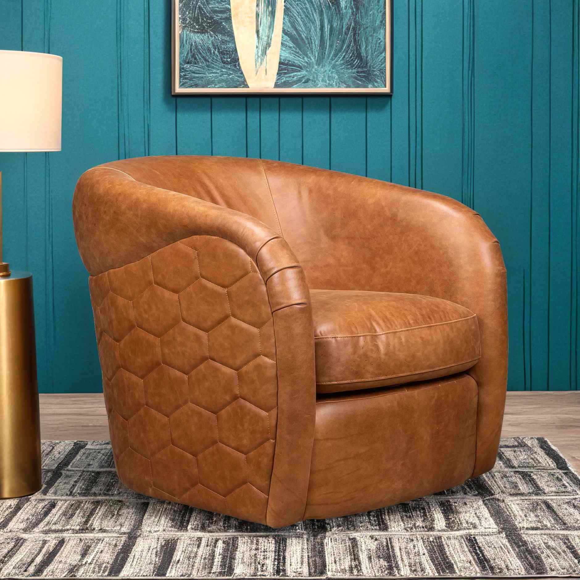 A'Buzz Leather Modern Design Swivel Chair