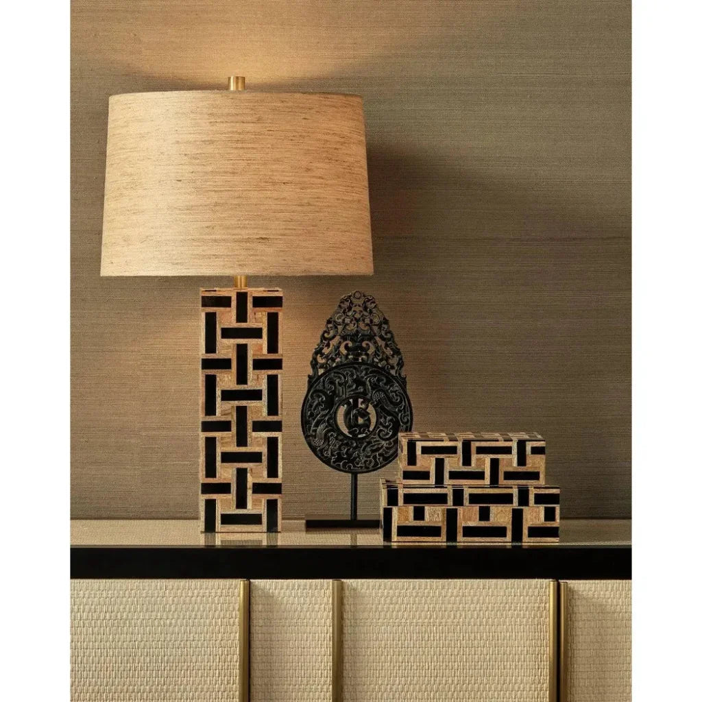 Aarna Wood and Composite Black Table Lamp