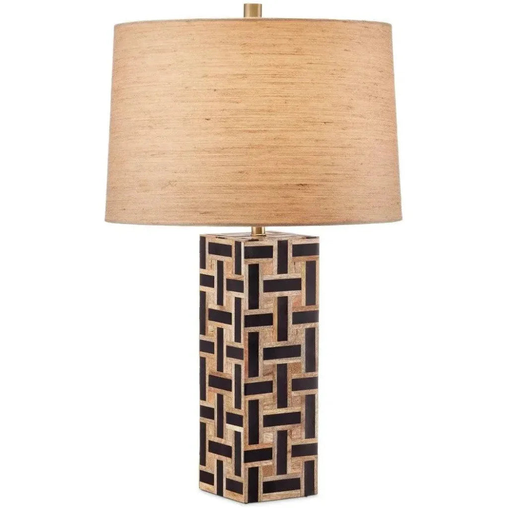 Aarna Wood and Composite Black Table Lamp