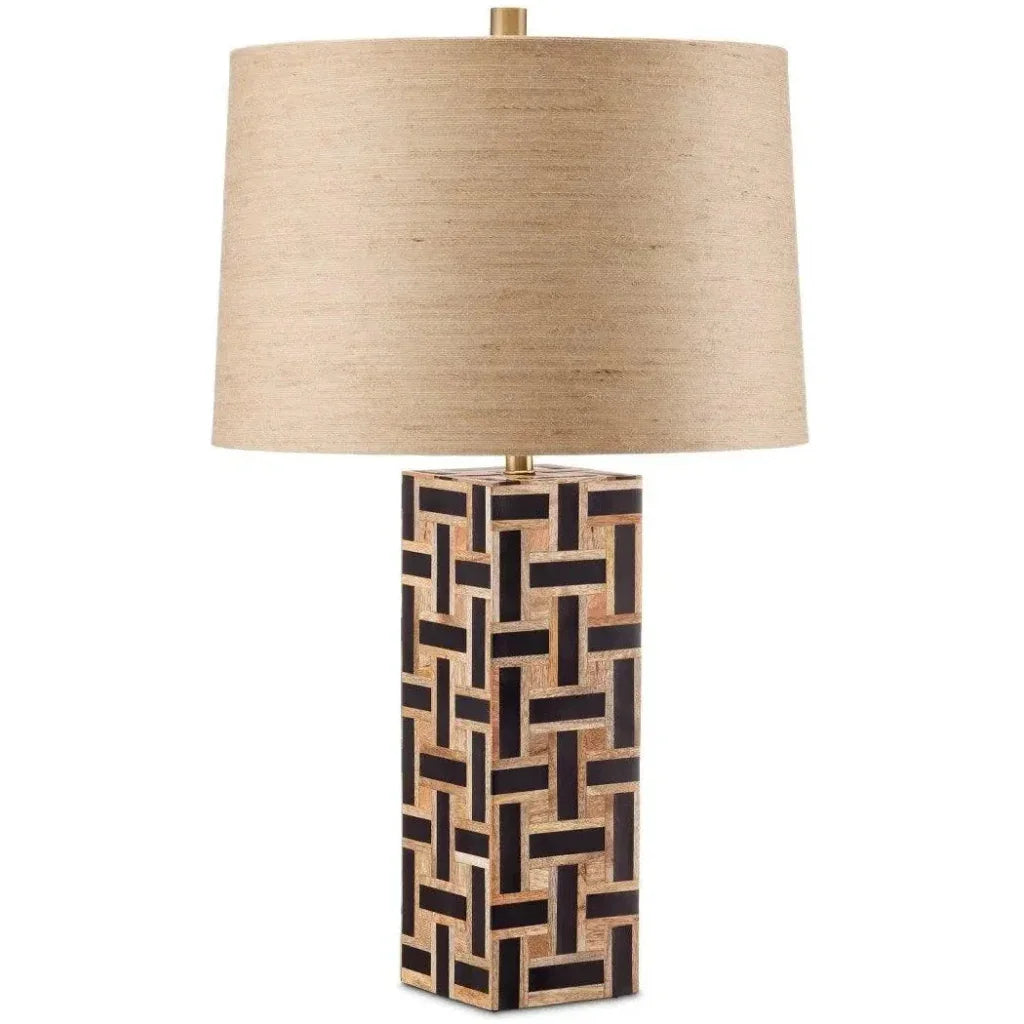 Aarna Wood and Composite Black Table Lamp