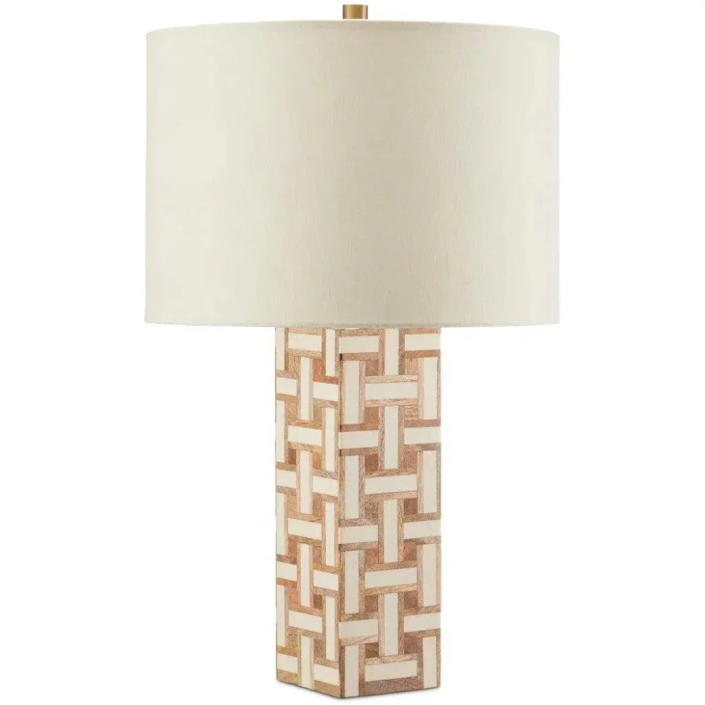 Aarna Wood and Composite Cream Table Lamp