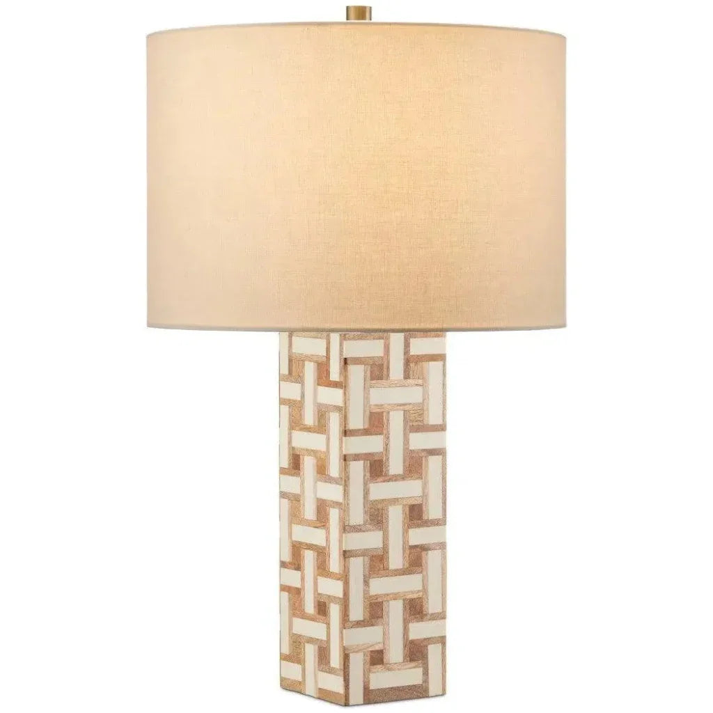 Aarna Wood and Composite Cream Table Lamp