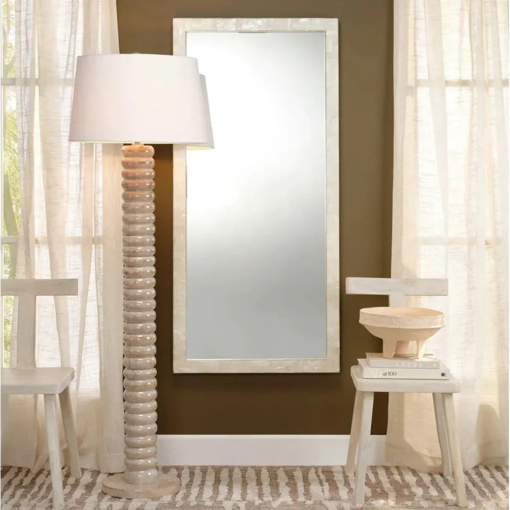 Abacus Wood Floor Lamp With Linen Shade