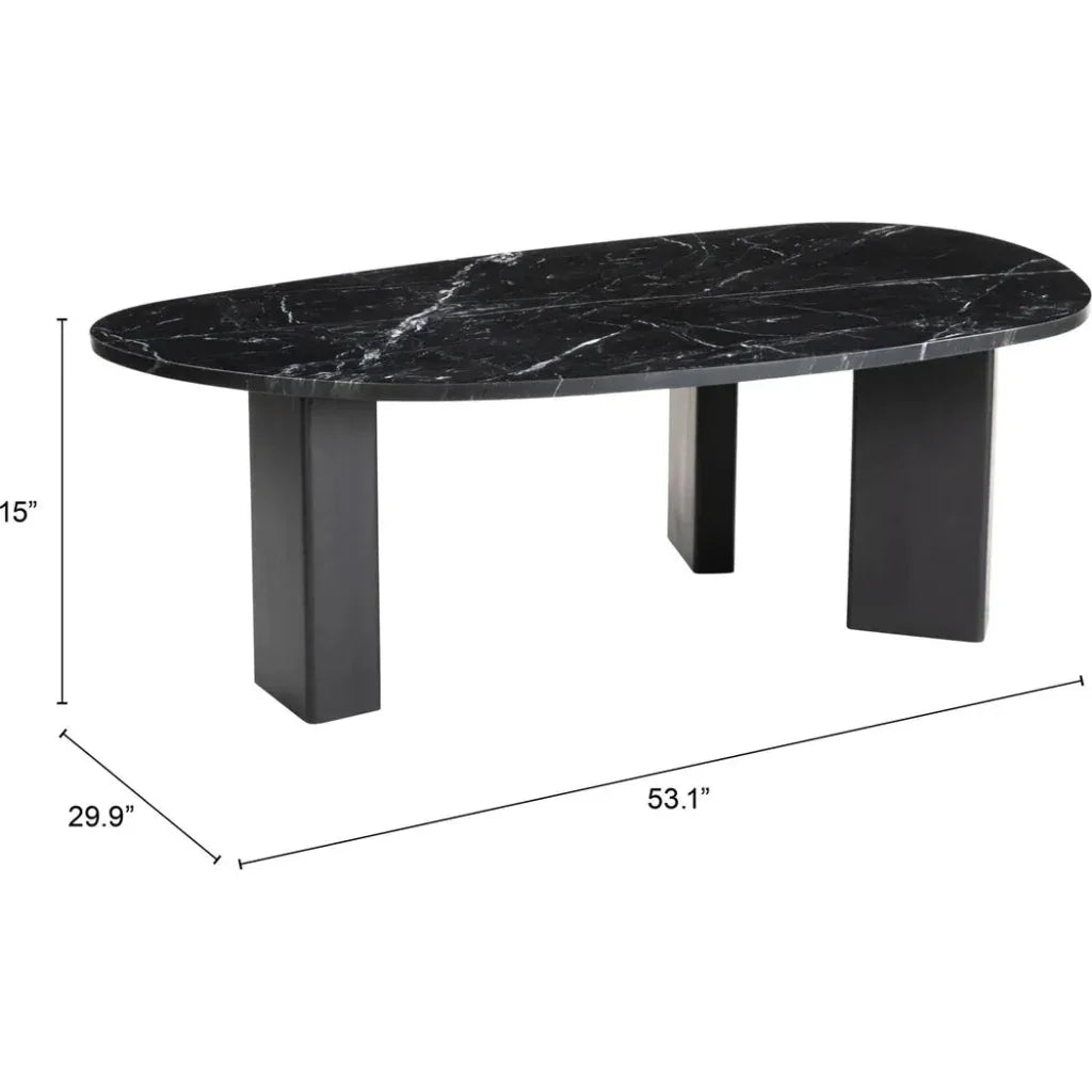 Aberdeen Black Marble & Wood Geometric Coffee Table