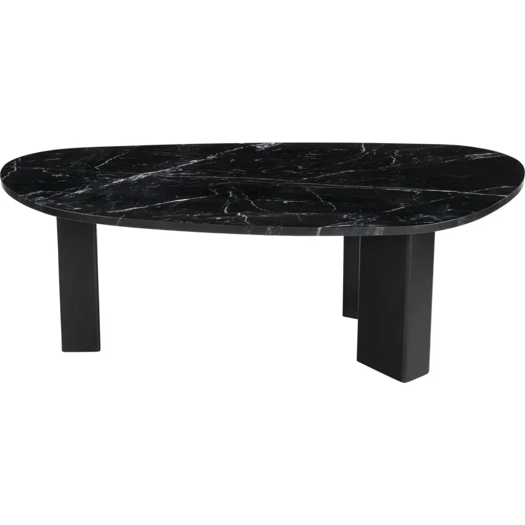 Aberdeen Black Marble & Wood Geometric Coffee Table