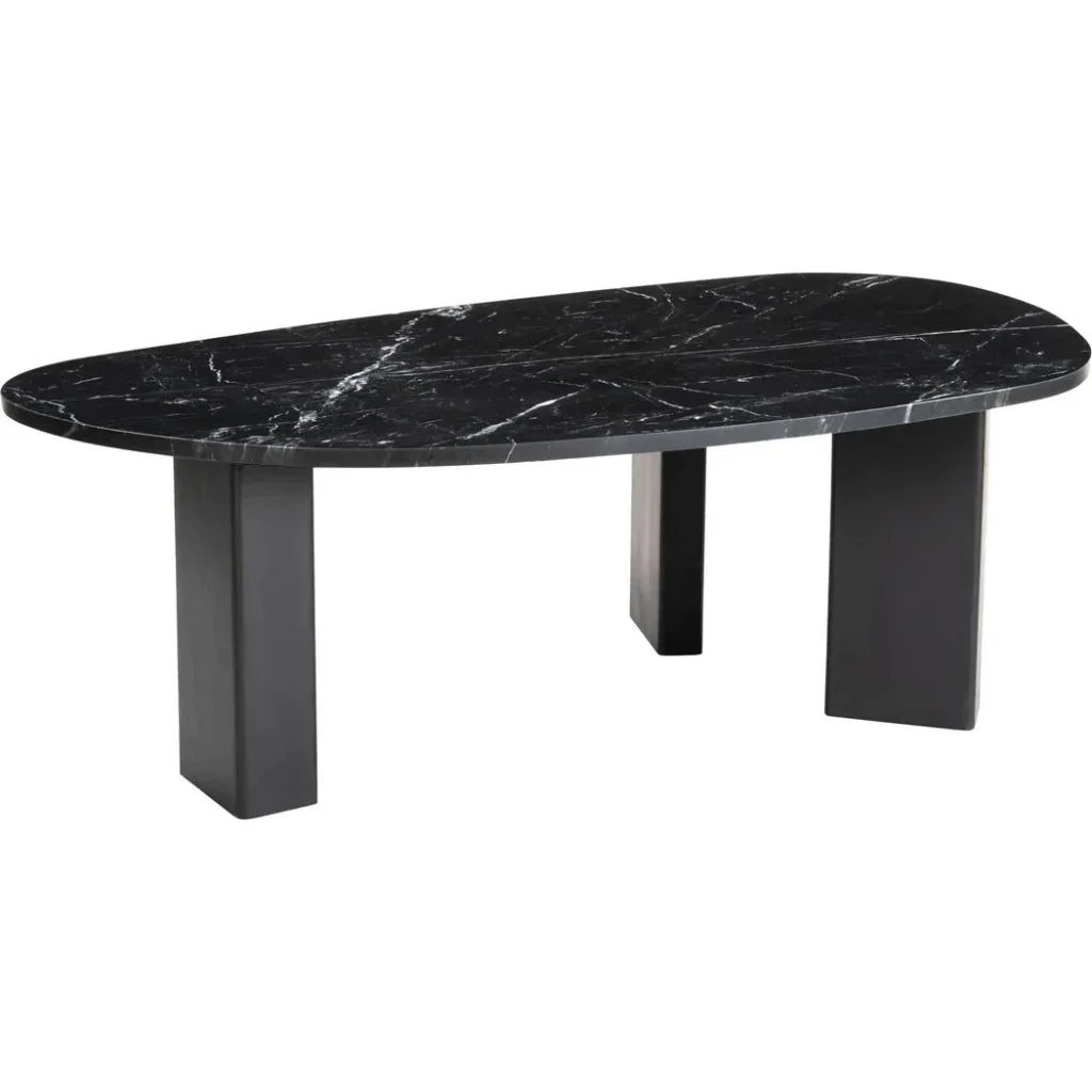 Aberdeen Black Marble & Wood Geometric Coffee Table