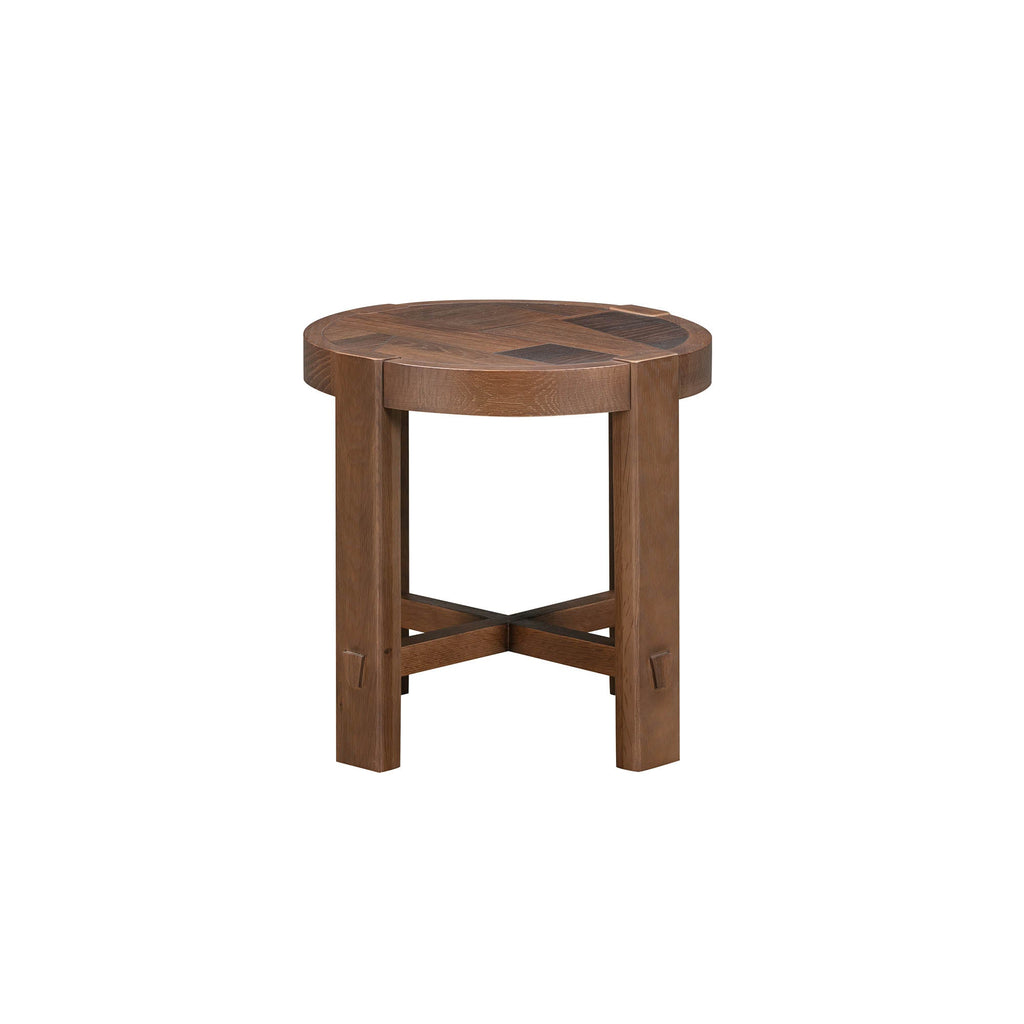 Abstract Wooden Round Side Table