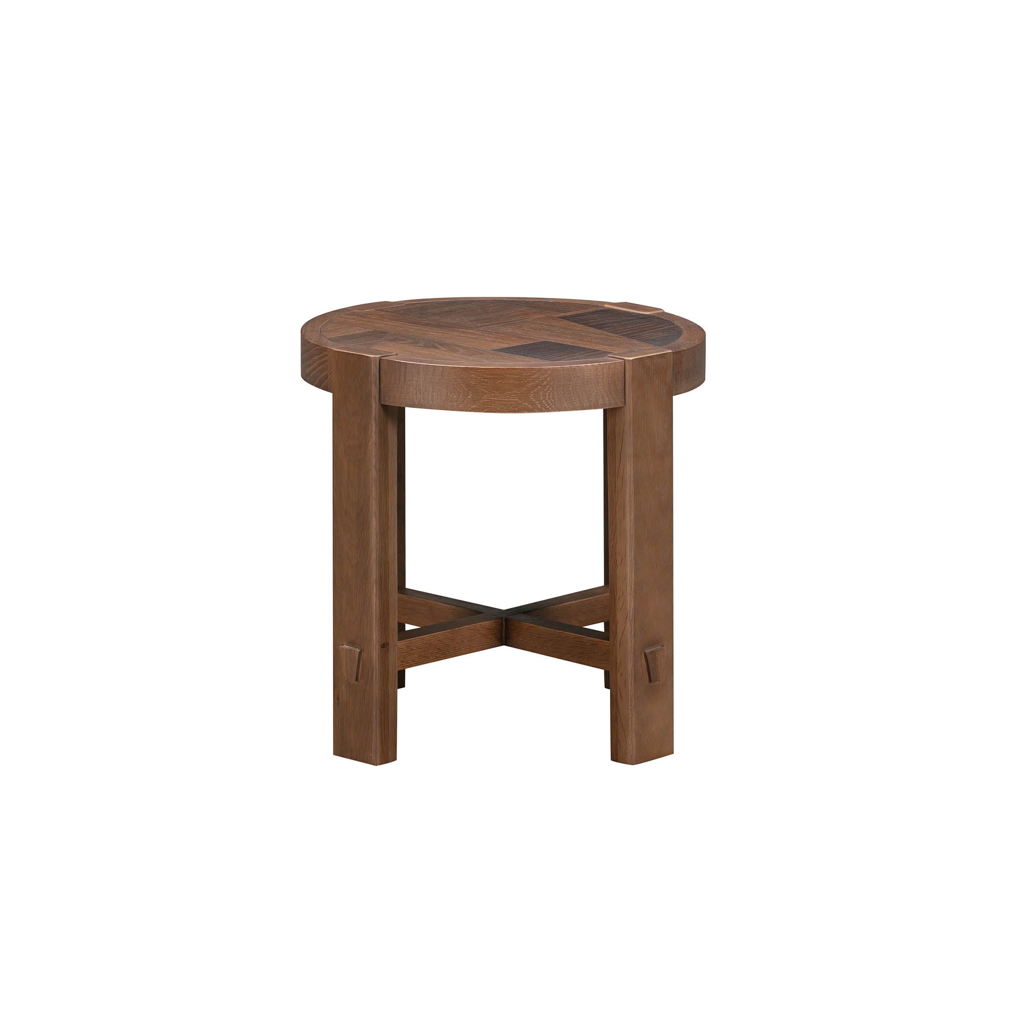 Abstract Wooden Round Side Table