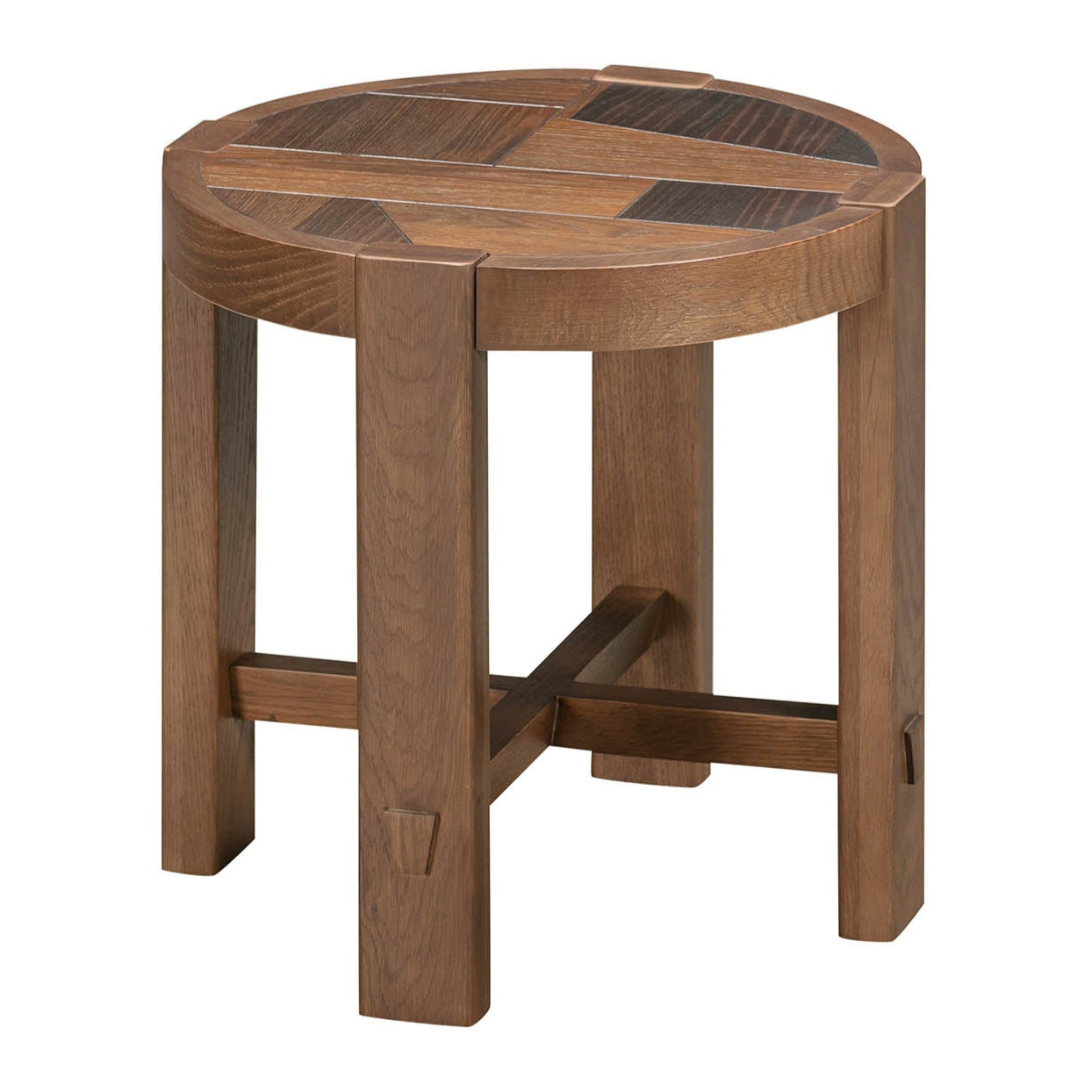 Abstract Wooden Round Side Table