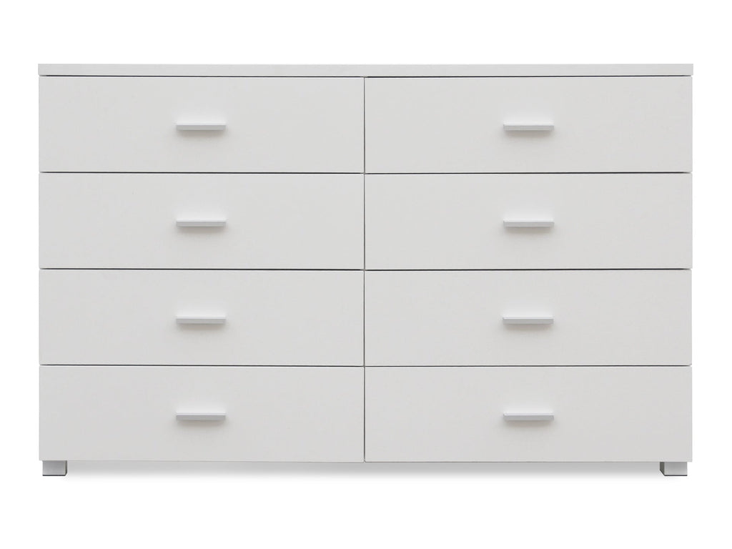 Bram Low Boy 8 Drawer Chest Dresser - White