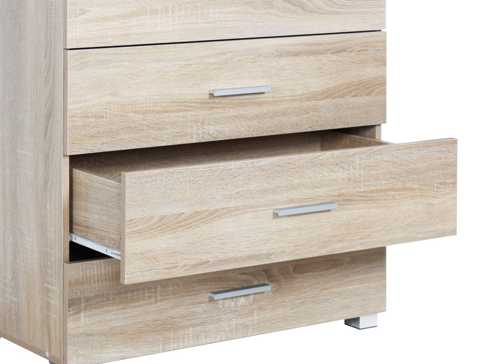 BRAM Tallboy 5 Drawer Chest Dresser - Oak
