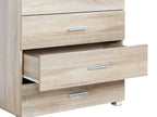 BRAM Tallboy 5 Drawer Chest Dresser - Oak