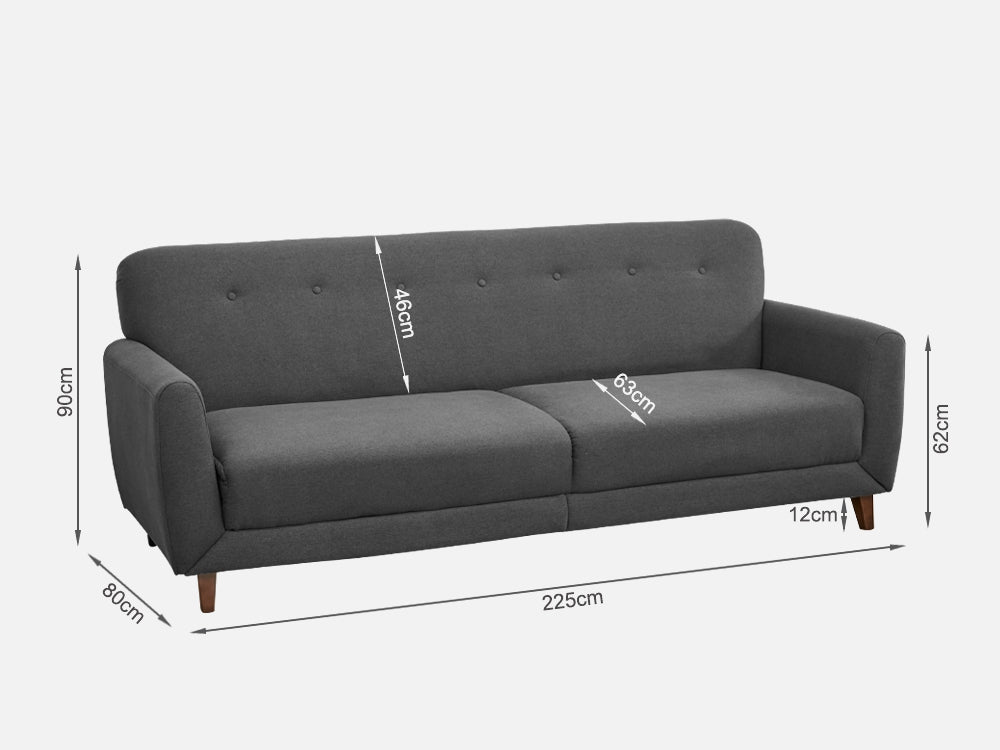 MUNICH 3-Seater Sofa Bed DARK GREY