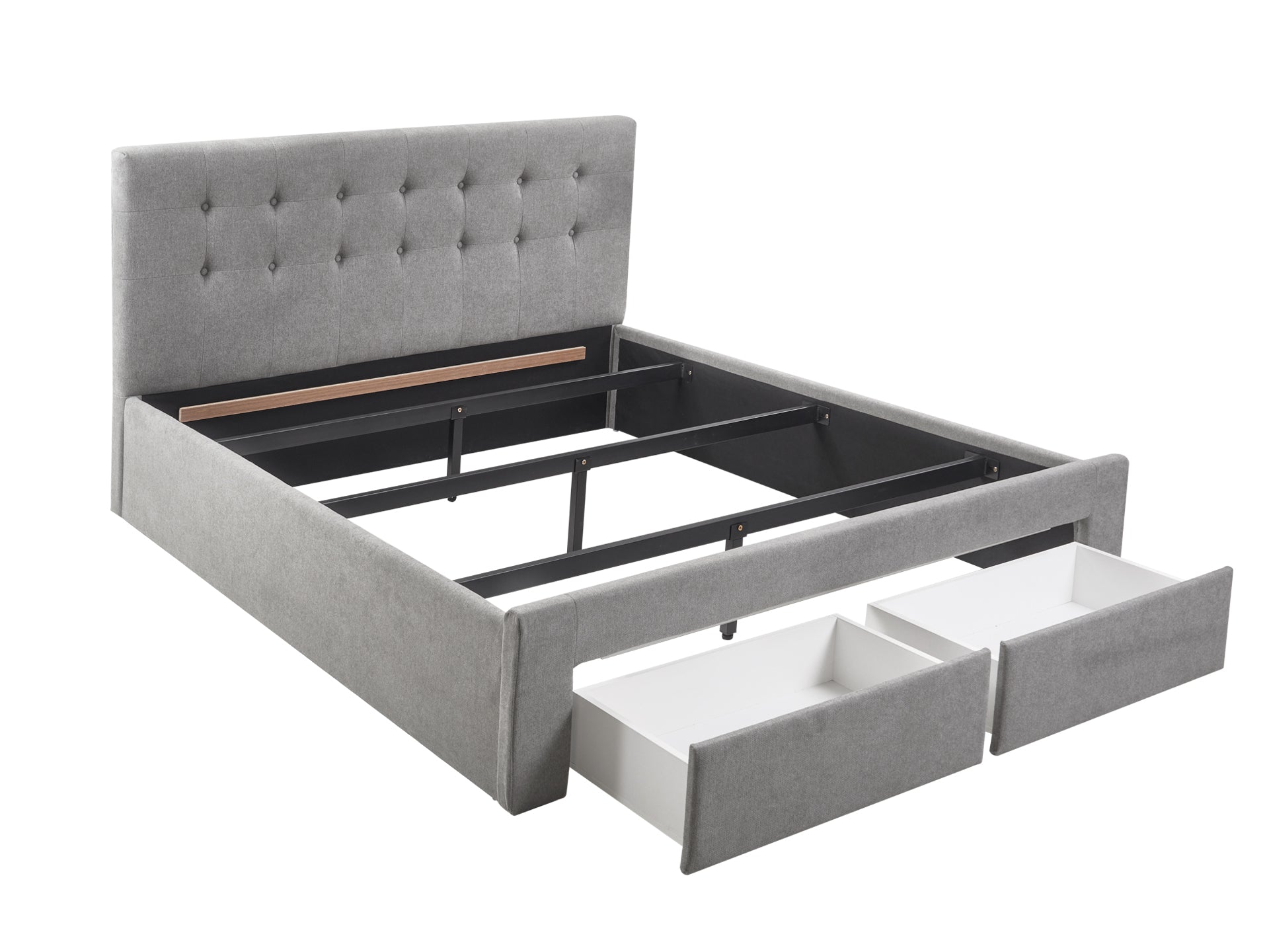 JULIAN King Bed Frame with Storage - LIGHT GREY