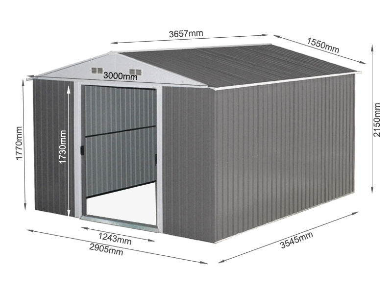 Garden Shed 3.6M x 3.0M x 2.1M GREY