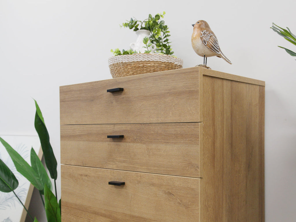 XOAN Wooden Tallboy 4 Drawers - Oak