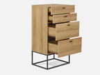 XOAN Wooden Tallboy 4 Drawers - Oak