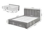 HLOLELA King Bed Frame with Storage - LIGHT GREY