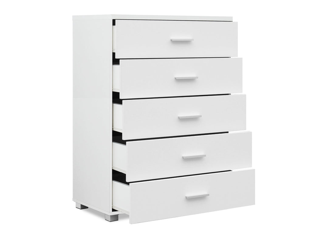 Bram Tallboy 5 Drawer Chest Dresser - White