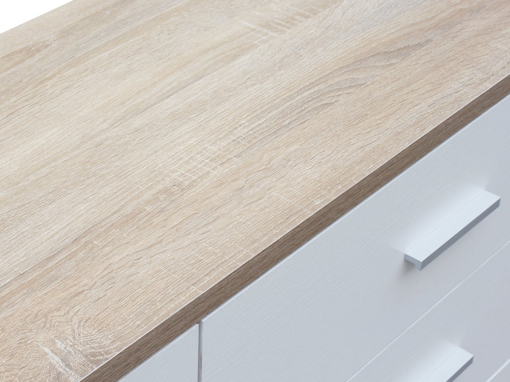 Bram Low Boy 6 Drawer Chest Dresser - Oak + White