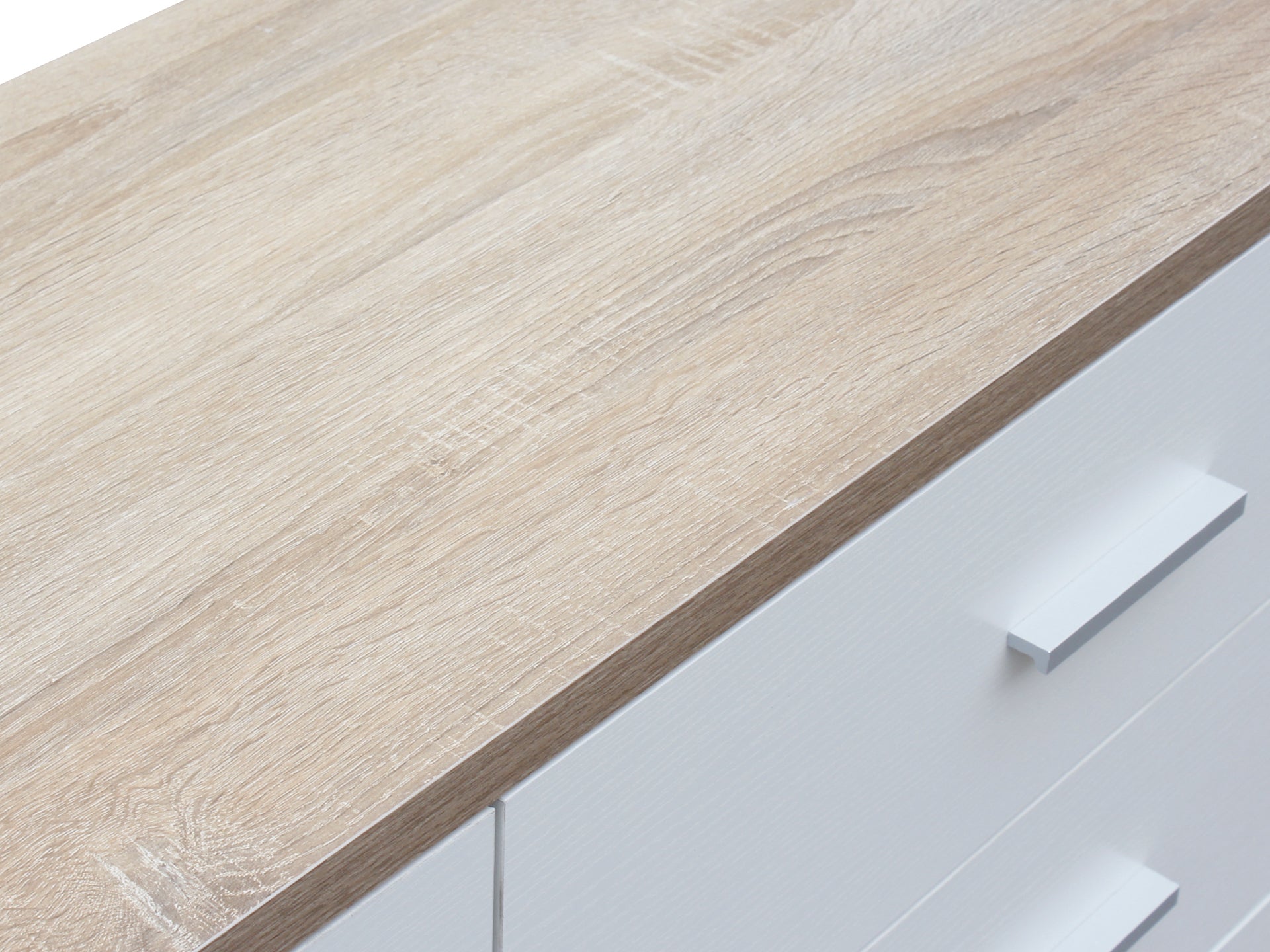 Bram Low Boy 6 Drawer Chest Dresser - Oak + White