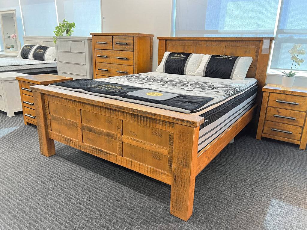 Chicago Solid Wood Queen Bed Frame - Brown