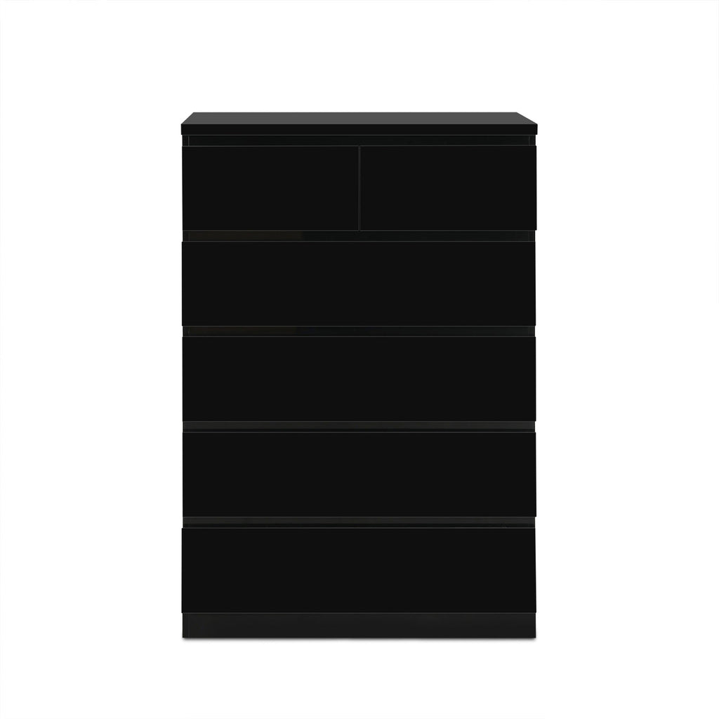 Angeles High Gloss 6 Drawer Tallboy - Black