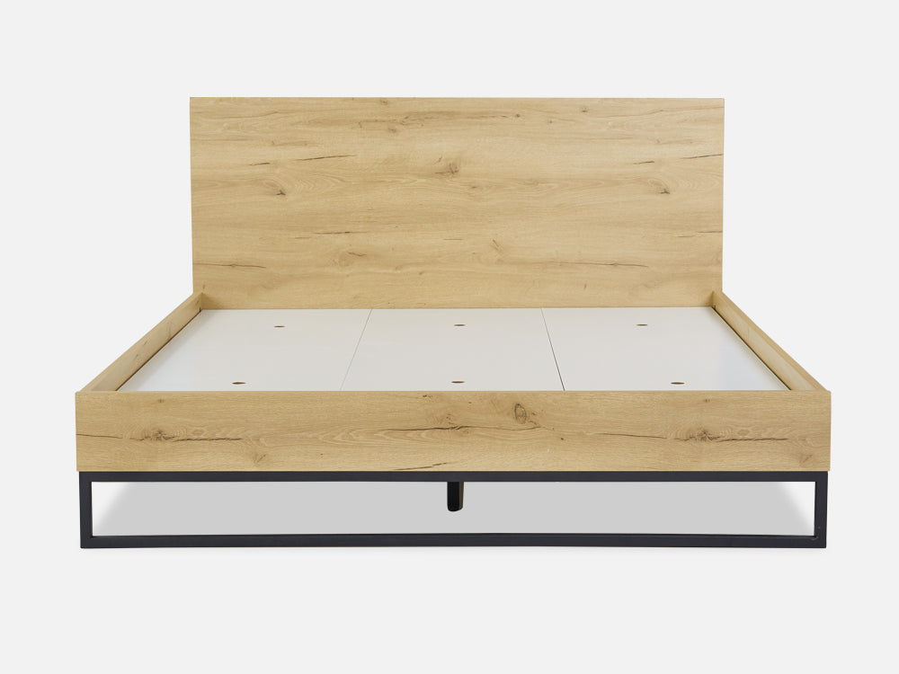 FROHNA King Wooden Bed Frame - Oak