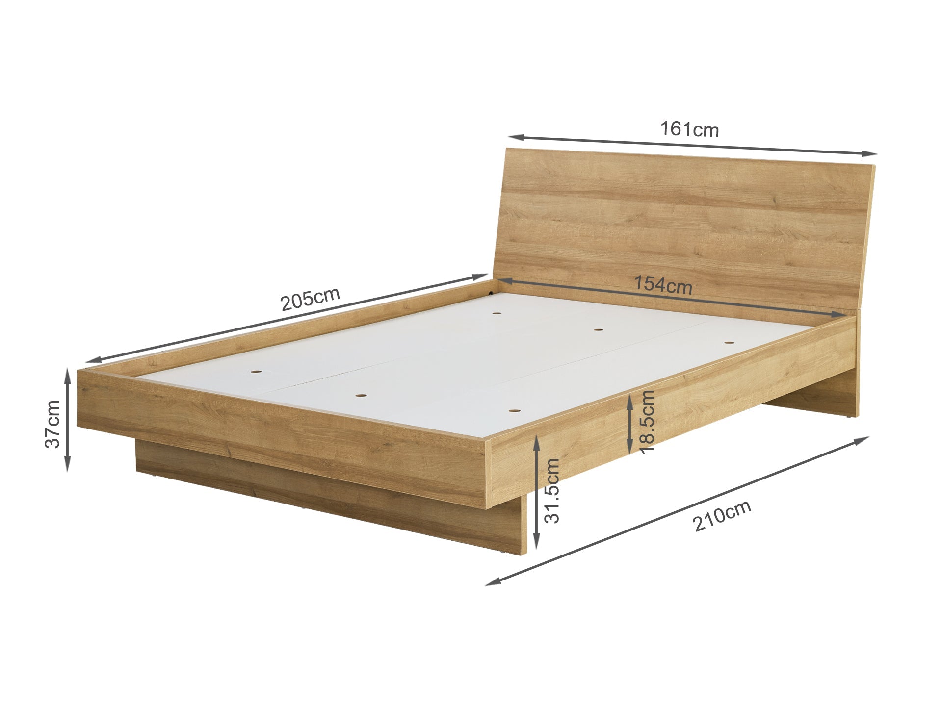 Hekla Queen Wooden Bed Frame - Oak
