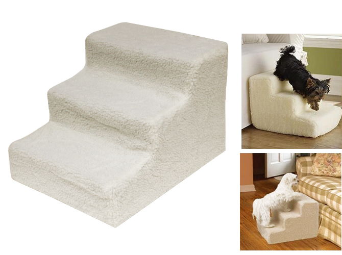 Pet Stairs Soft Plush Steps Ladder - CREAM