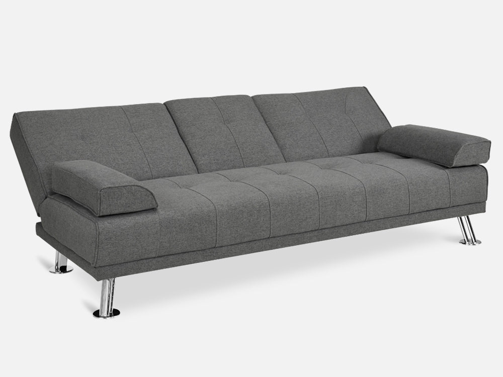 VENICE 3 Seater Sofa bed with Cup Holders - DARK GREY