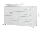 Bram Low Boy 8 Drawer Chest Dresser - White