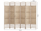COONOOR 1.7M Rattan Room Divider Screen 6 Panels - NATURAL