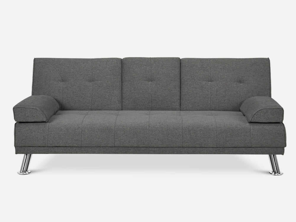 VENICE 3 Seater Sofa bed with Cup Holders - DARK GREY