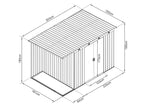 TOUGHOUT Garden Shed with Side Canopy 3.03M x 1.93M x 1.9M GREY