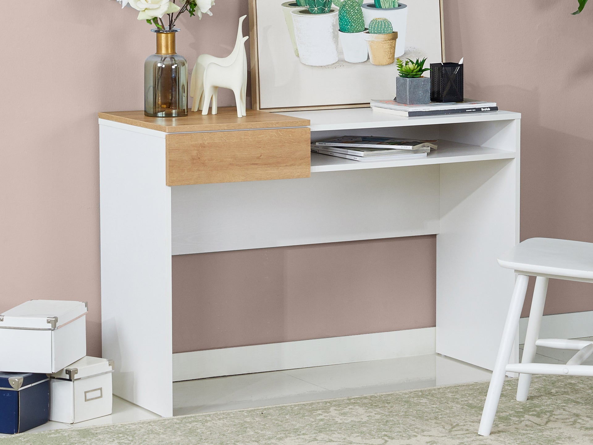 Archie 110cm Computer Desk - White